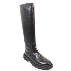 Luca Grossi 234n Black Leather Zip-Up Knee High Platform Boots